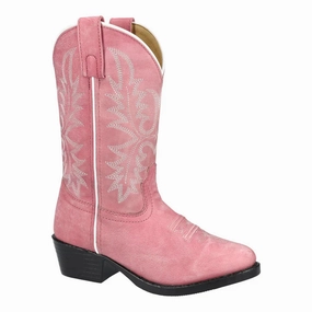 Smoky Mountain Childrens Girls Denver Pink Leather Western Boot 3400C Chunk Heel