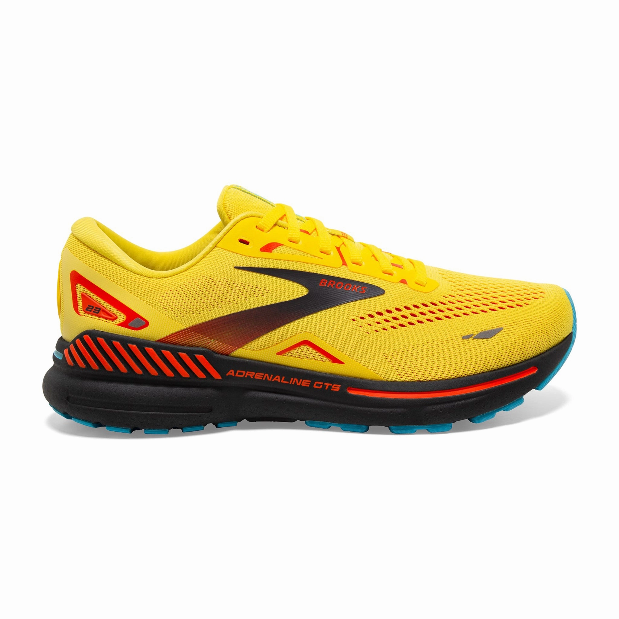 Brooks Men's 110391 708 Adrenaline GTS 23 Yellow Foraged Iron Orange Cushion Support Running Shoes Slip-resistant fit Distinctive breathability
