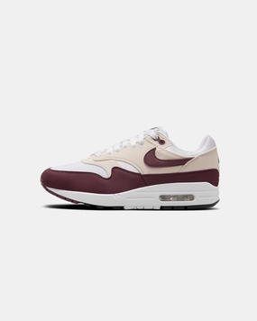 Nike Women's Air Max 1 White/Night Maroon-Phantom Black padded - strap