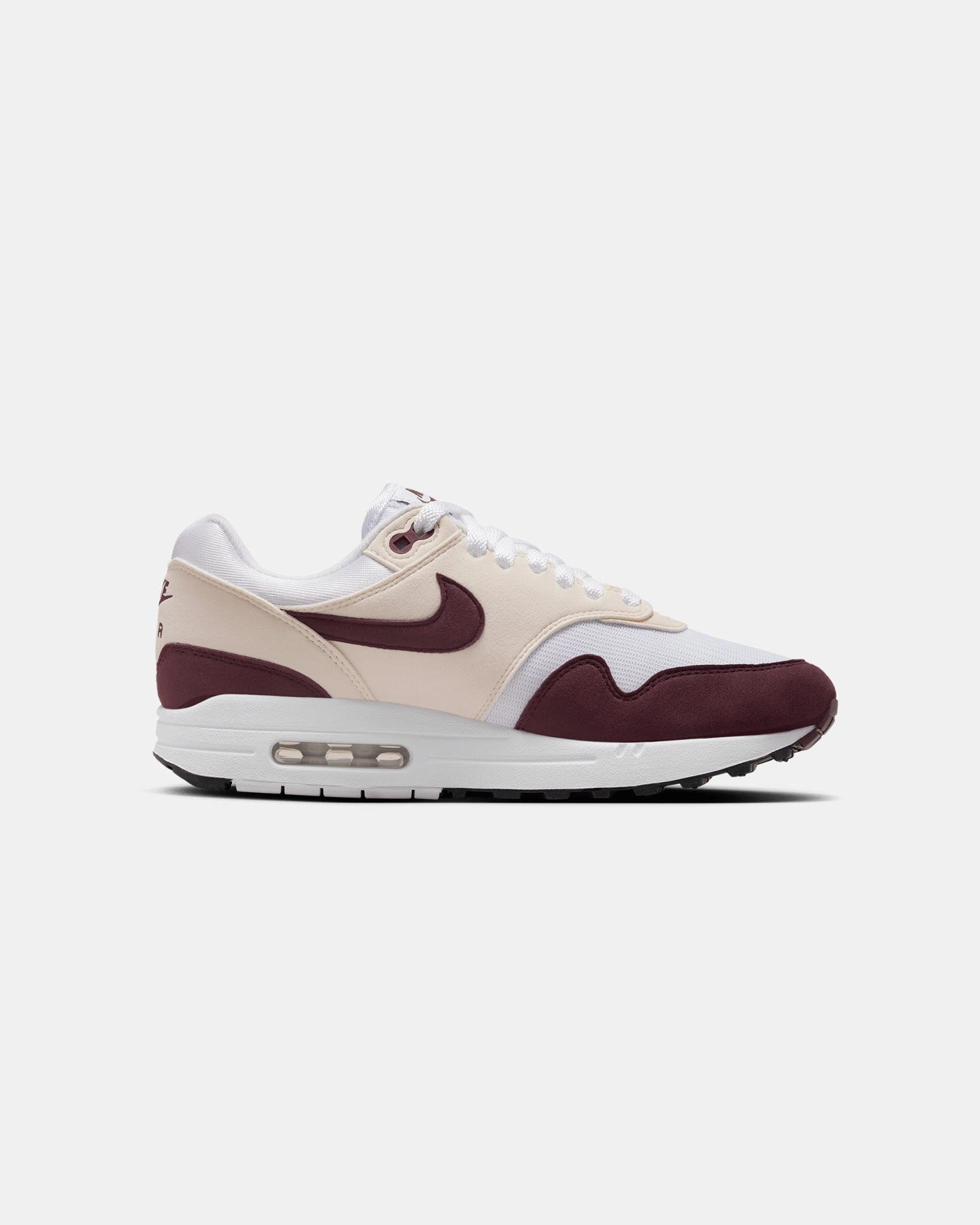 Nike Women's Air Max 1 White/Night Maroon-Phantom Black rewarding All Day Comfort Technology
