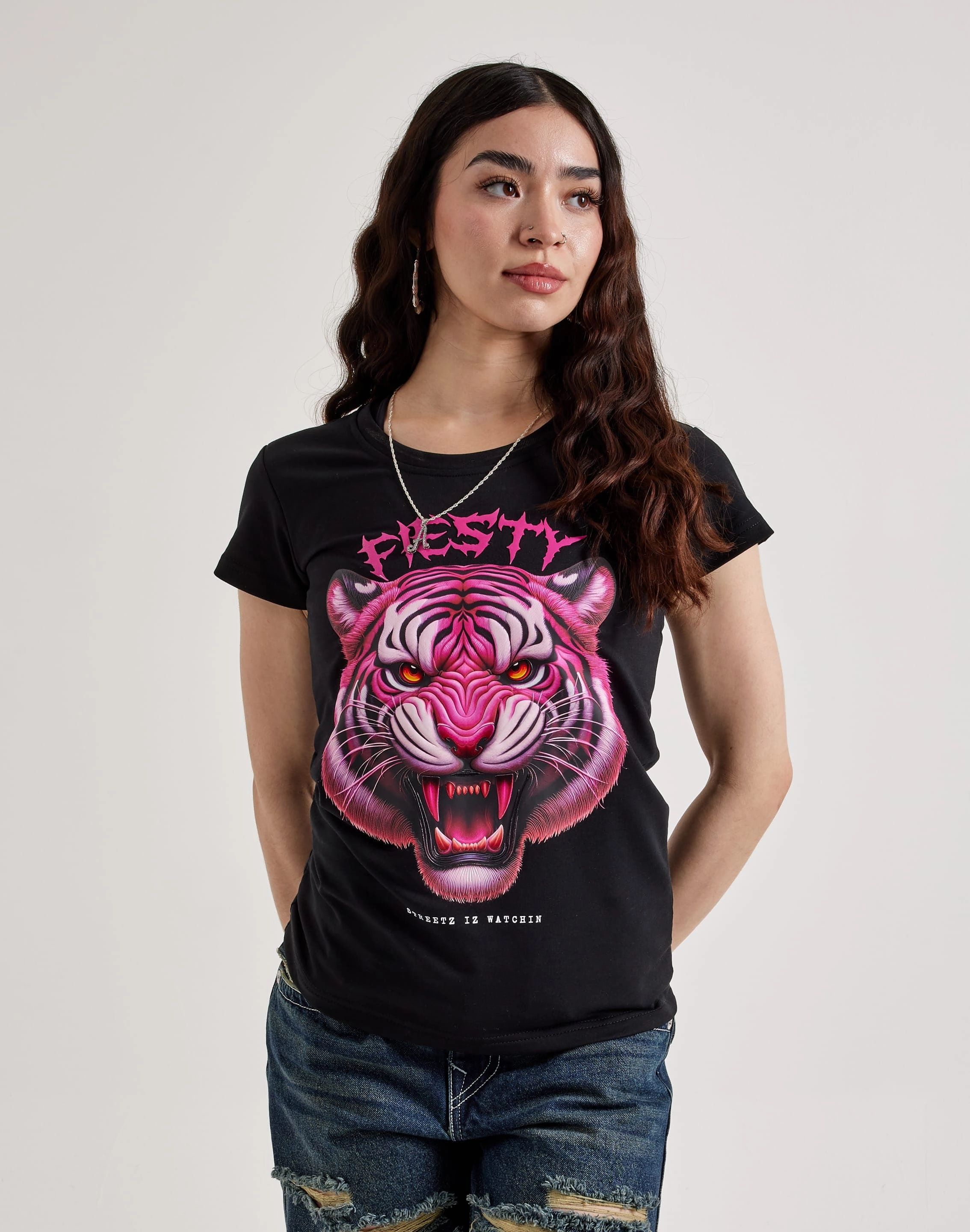 extra-large Breathable knit Streetz Iz Watchin Fiesty Slim Tee