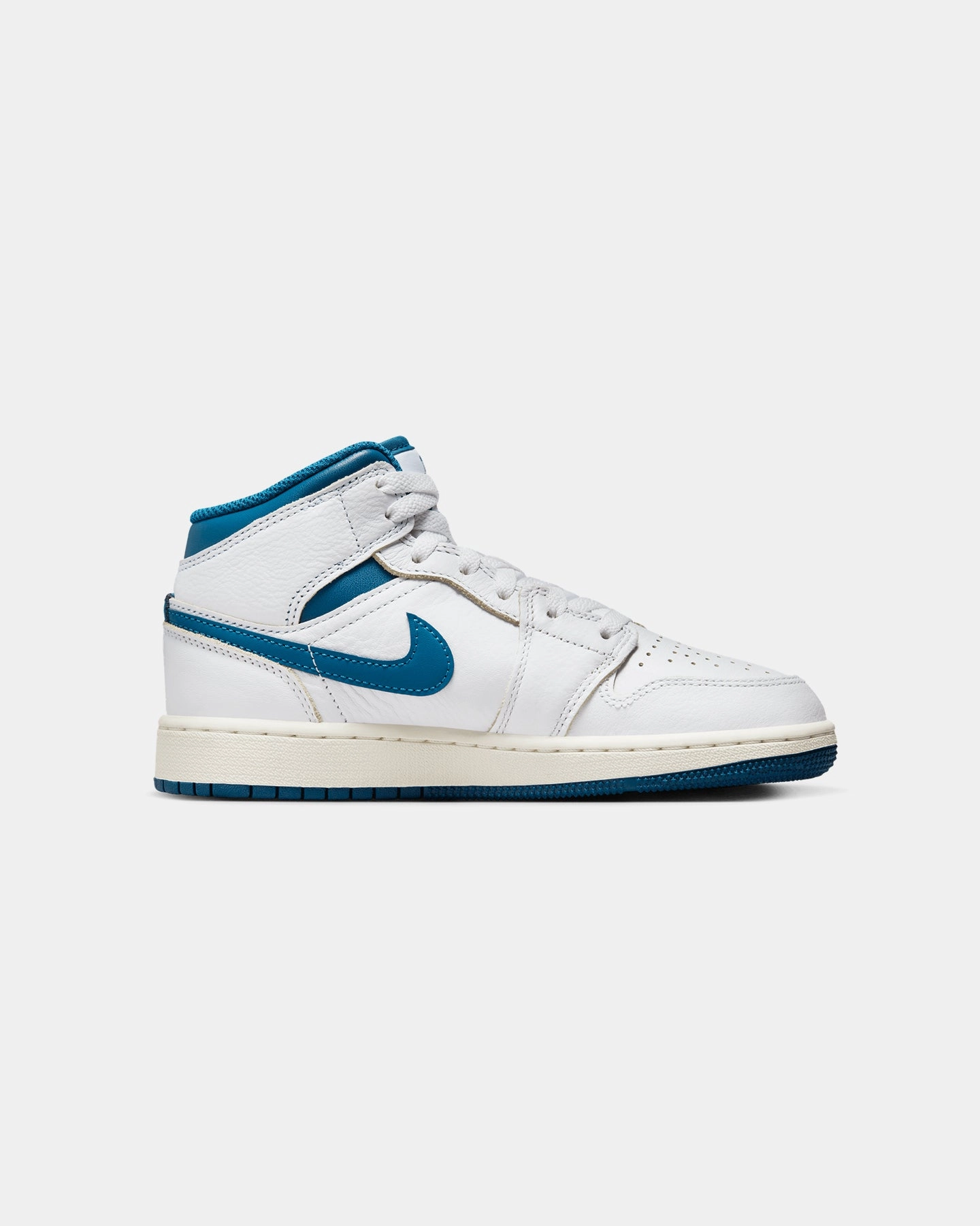 Microfiber Heel Counter Jordan Kid's Air Jordan 1 Mid SE (GS) White/Industrial Blue