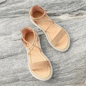 Women Faux Suede Sandals  Fashion Summer Shoes Woman Flat Sandals Rope Lace Up Gladiator Sandals Non-slip Beach Chaussures Femme Athletic Performance Dynamic look