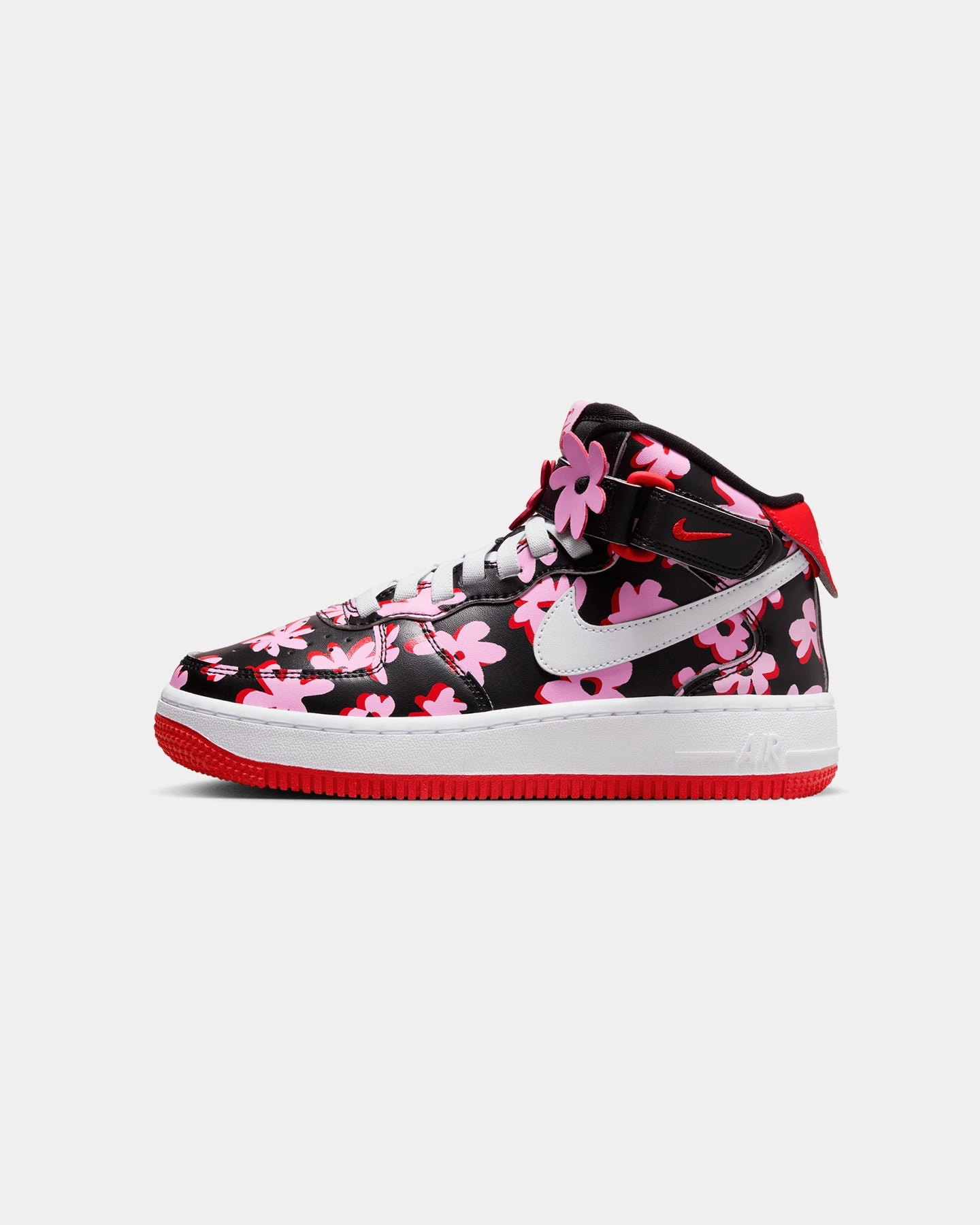 Nike Kids' Air Force 1 Mid EasyOn SE (GS) Black/White/Pink Customizable Fit Mechanism