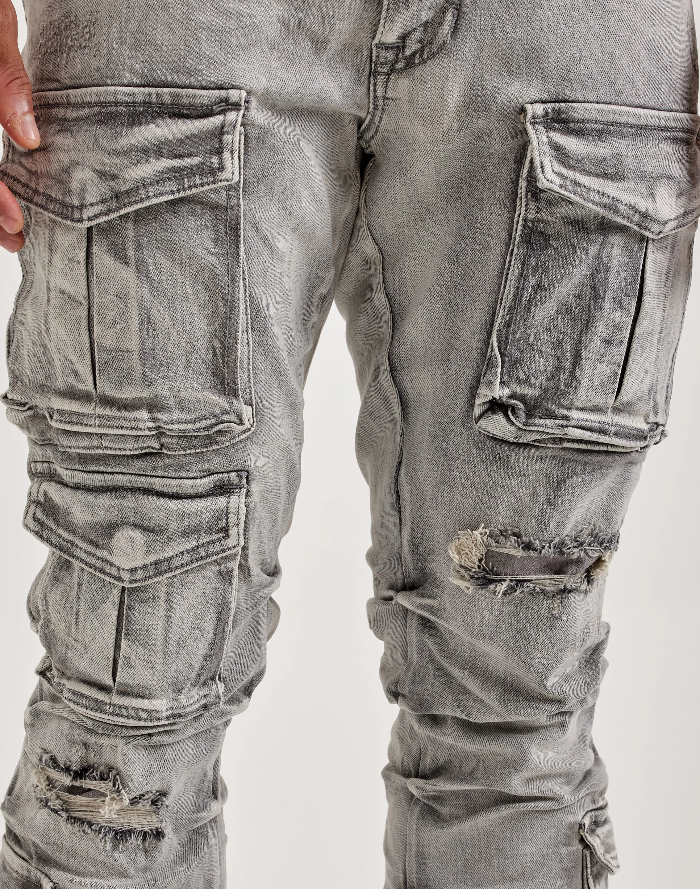 Orthotic Friendly Design Smoke Rise Utility Pocket Stacked Flare Denim Jeans