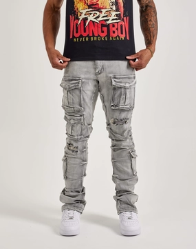 Smoke Rise Utility Pocket Stacked Flare Denim Jeans Natural Motion Flex Exclusive Design