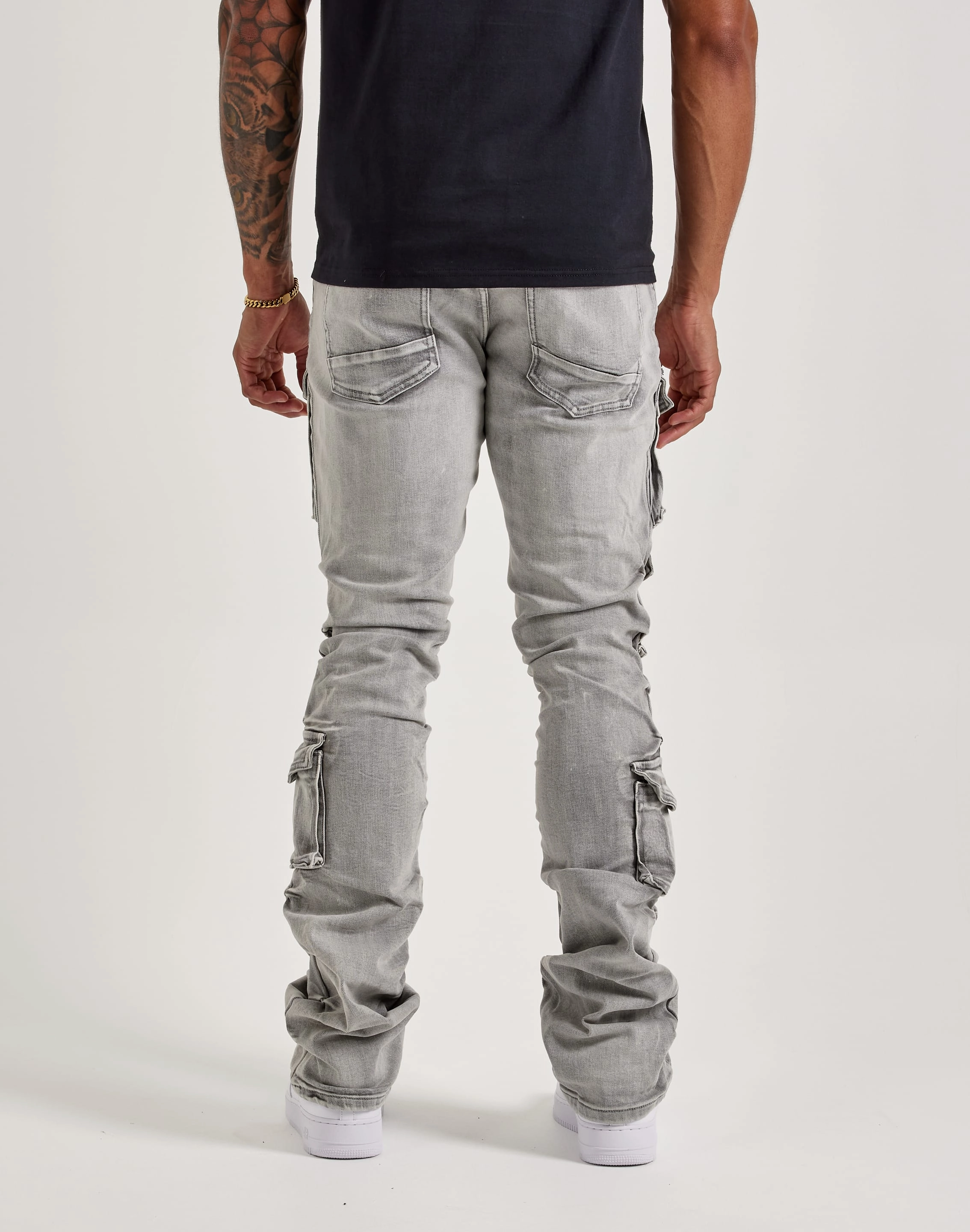 honest Music Festival Smoke Rise Utility Pocket Stacked Flare Denim Jeans