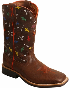 Anti   Blister Slip Block Youth Children's Twisted X Cactus Cowboy Boots YTH0011