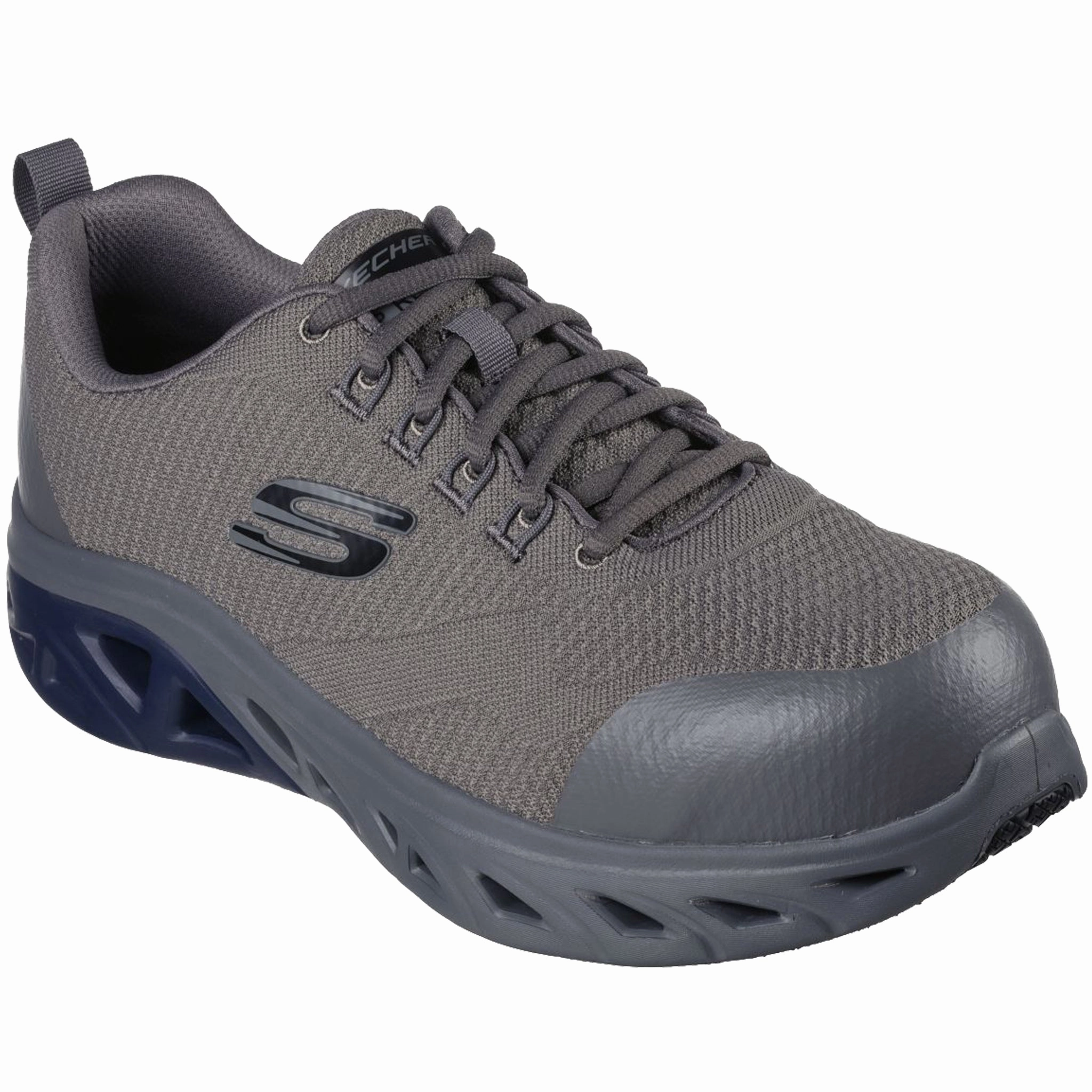 Skechers Men's 200150 Glide Step SR Taysin Charcoal Safety Work Shoes Multi-Use Shoes Orthopedic Arch Support
