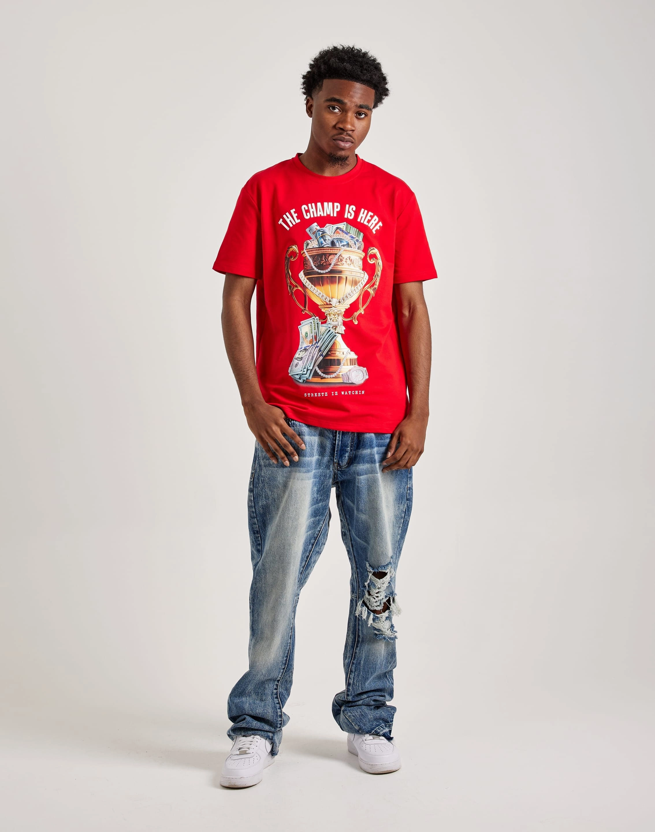 least yoga Flexible Construction Streetz Iz Watchin The Champ Is Here Tee