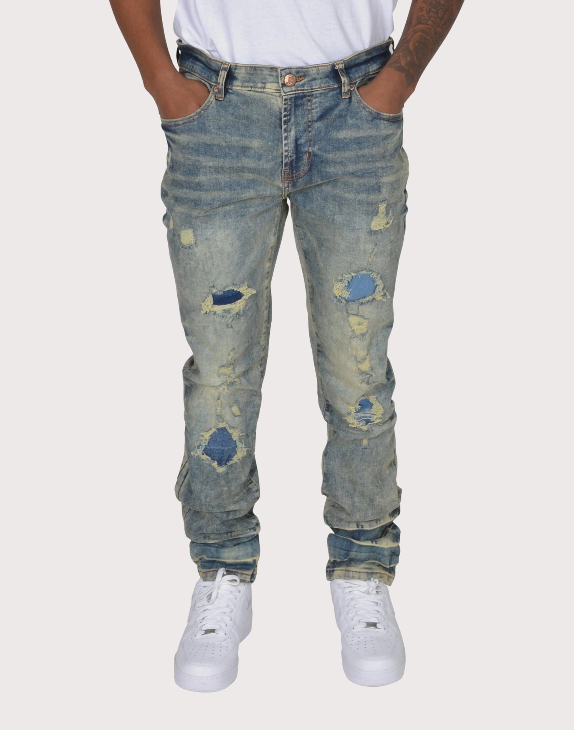 Grindhouse Vintage Heavy Rip N Repair Jeans Breathable Insoles Trend-setting arch