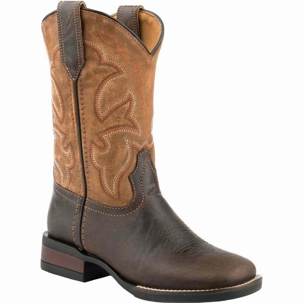 Roper 09-018-0911-2408 Monterey Square Toe Kids Boys Western Cowboy Boots PullOn Anti-fungal