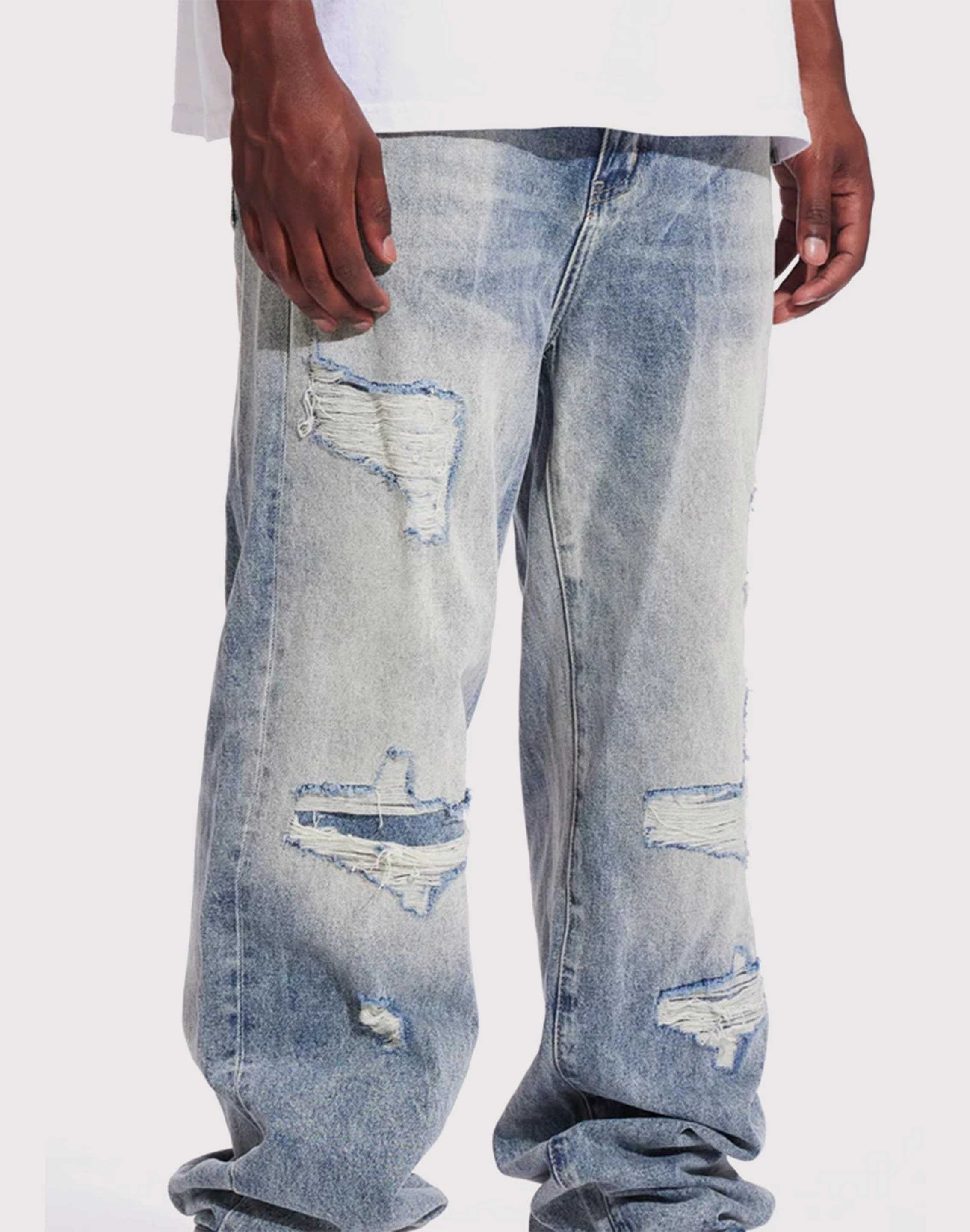 THE LEVERAGE Crysp Denim Pacific Slim Straight Jeans Padded materials Tactile Grip Enhancement