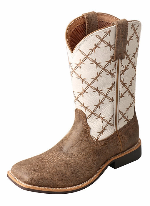 Slip Resistant Remote Hiking Outdoor Exploration Kid??s Twisted X Square Toe Boots ?C Bomber/White YTH0010