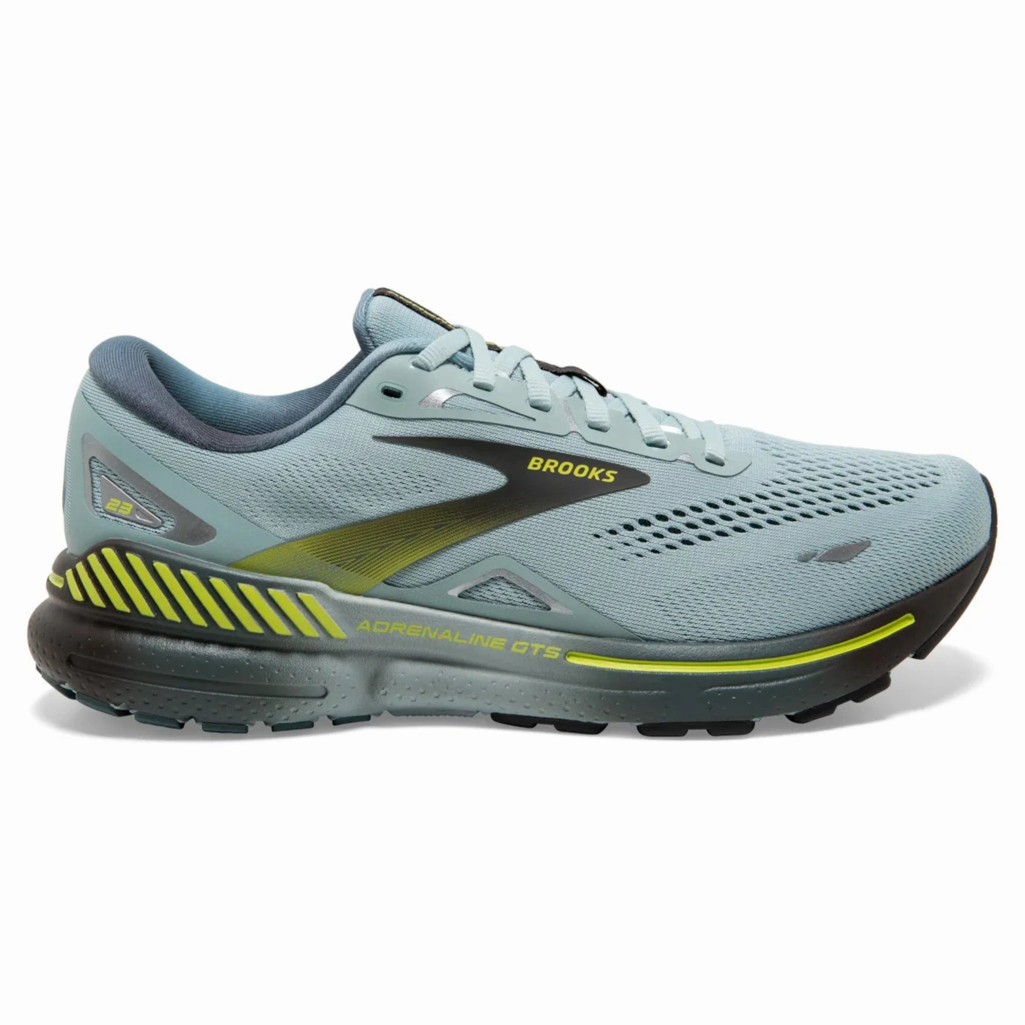 Gait Optimized Brooks Men's 110391 458 Adrenaline GTS 23  Cloud Blue Goblin Blue Lime Cushion Support Running Shoes