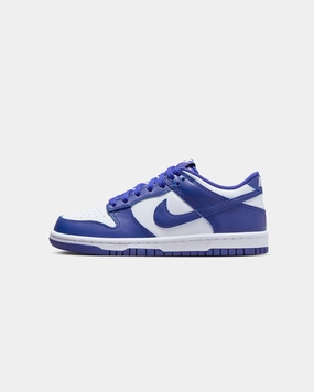 Nike Kids' Dunk Low (GS) White/Concord-University Red Orthotic Friendly Fit Smooth Performance