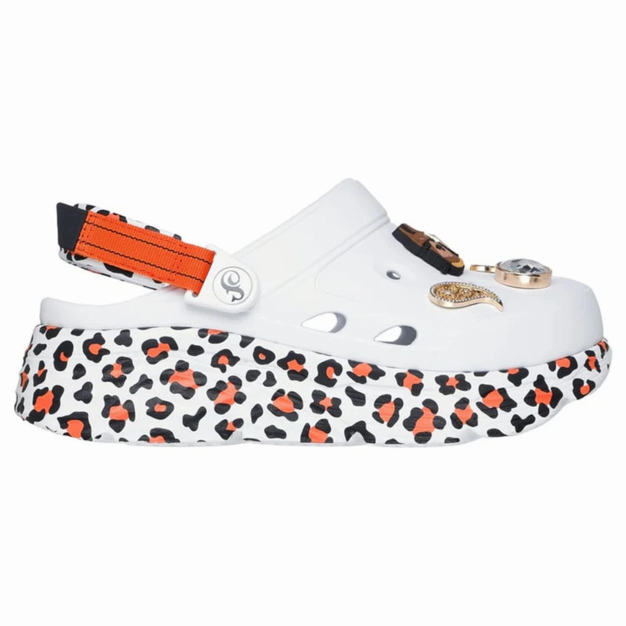 Light Arch Skechers Women's 186014 Snoop Dogg Foamies Purrfect White Leopard Max Cushioning Clogs