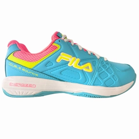 Fila Women's 5PM00606 424 Double Bounce 3 Scuba Blue White Safety Yellow Pickleball Shoes Sportswear Choice Lifestyle Mode