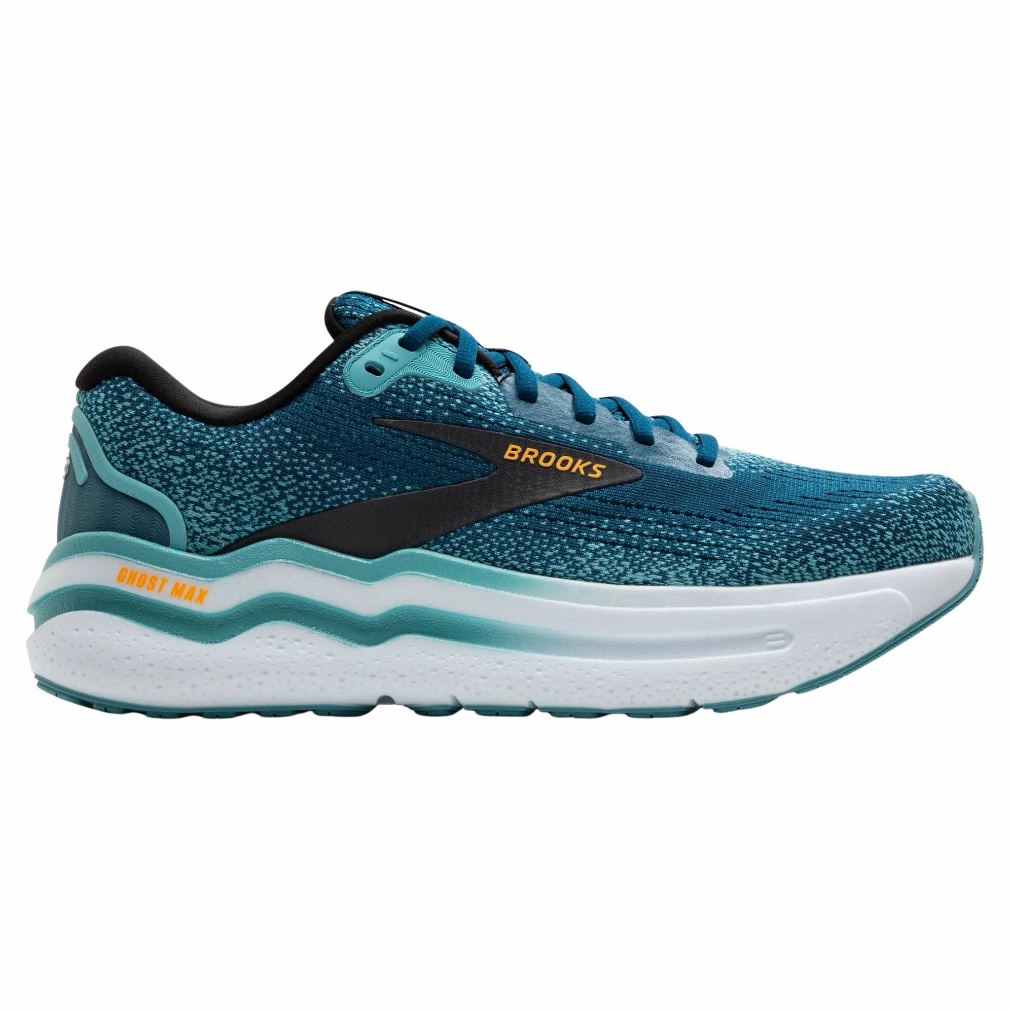 Brooks Men's 110431 431 Ghost Max 2  Moroccan Blue Aqua Orange Pop Cushion Neutral Running Shoes Urban Inspired Designer comfort