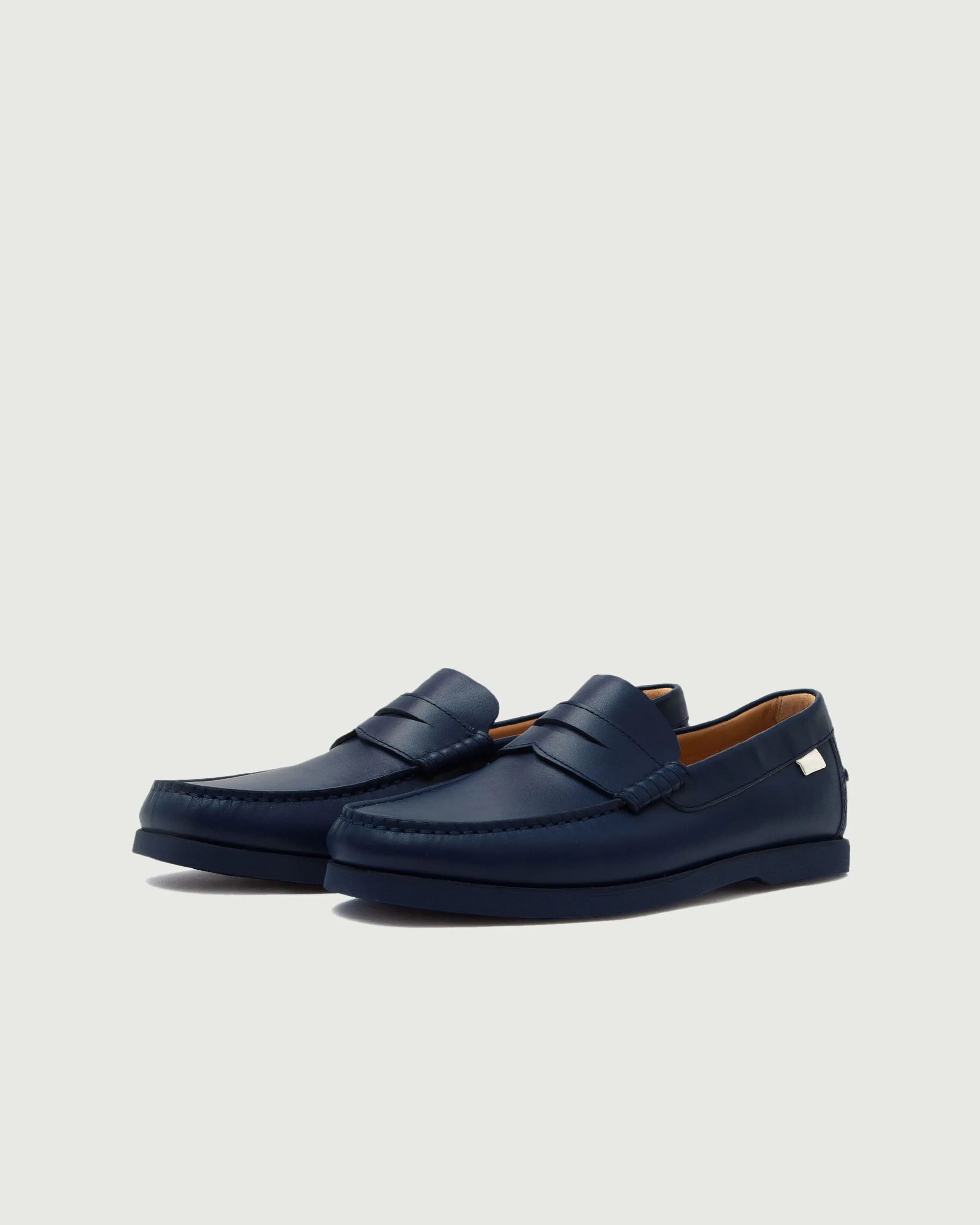 Penny Loafer | Navy Slip-On Convenience Fringed Tongue