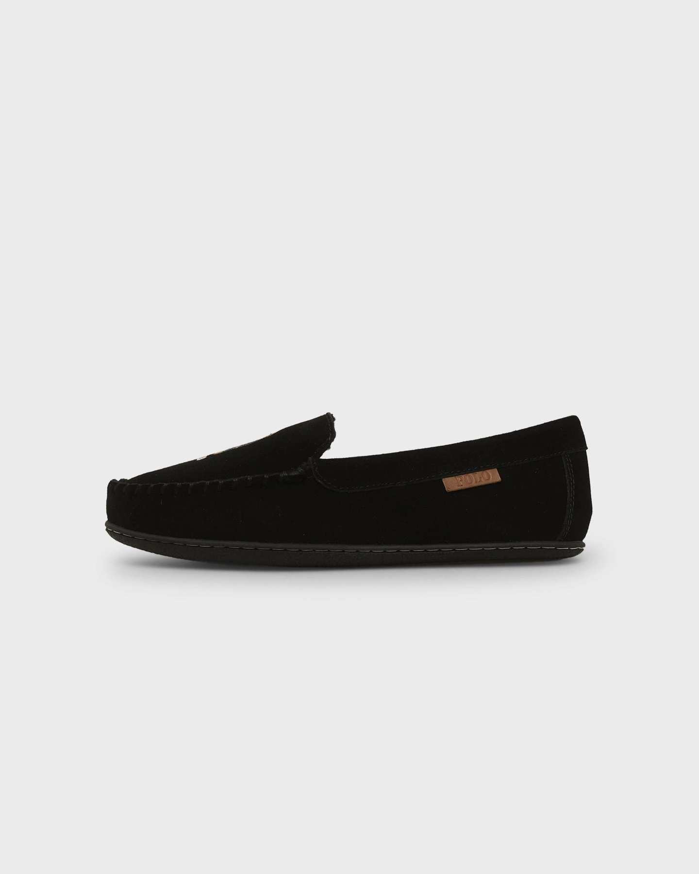 Heat Dissipation System Ventilated Mesh Upper Polo Ralph Lauren Women's Collins Bear Slipper Black Suede