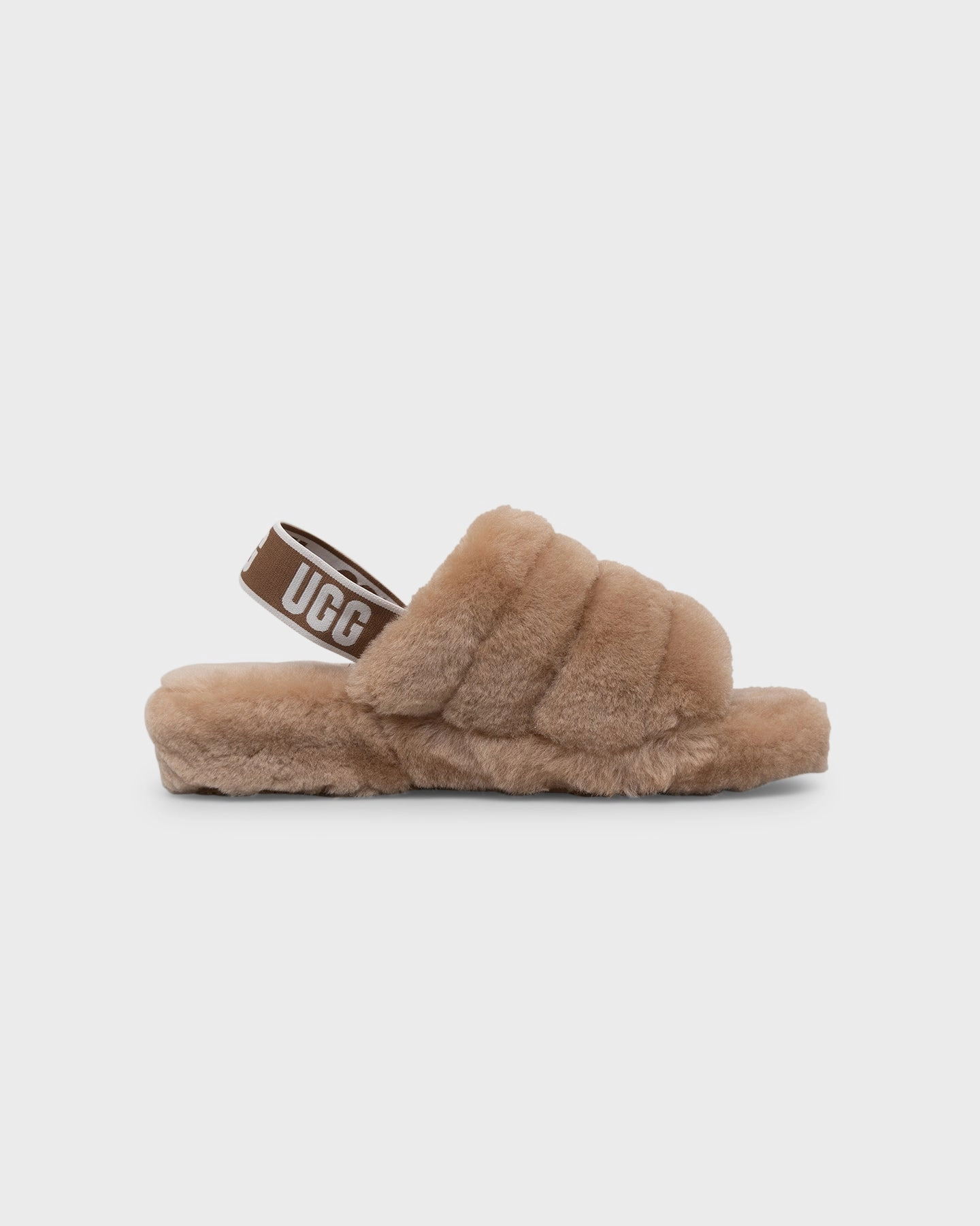 Textured Minimalist Footprint Ugg Boots Women's Fluff Yeah Slide Chestnut
