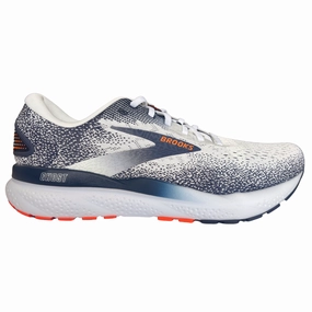 Brooks Men's 110418 130 Ghost 16 White Peacoat Orange Cushion Support Running Shoes orthopedic