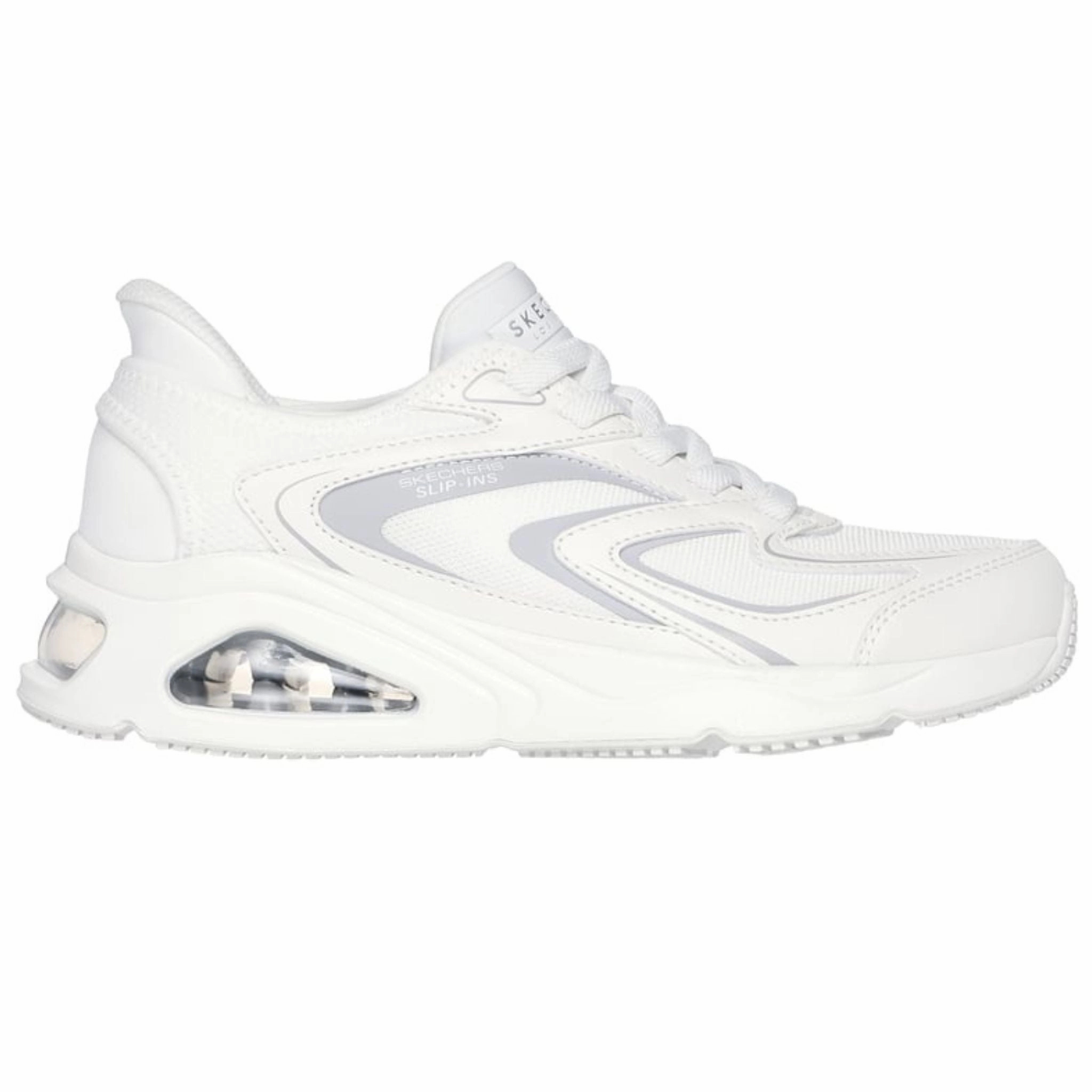 Skechers Women's 177408 Tres-Air Uno-EZ-Glide White Slip-ins Casual Shoes Outfit Neutral Neutral Footbed Design