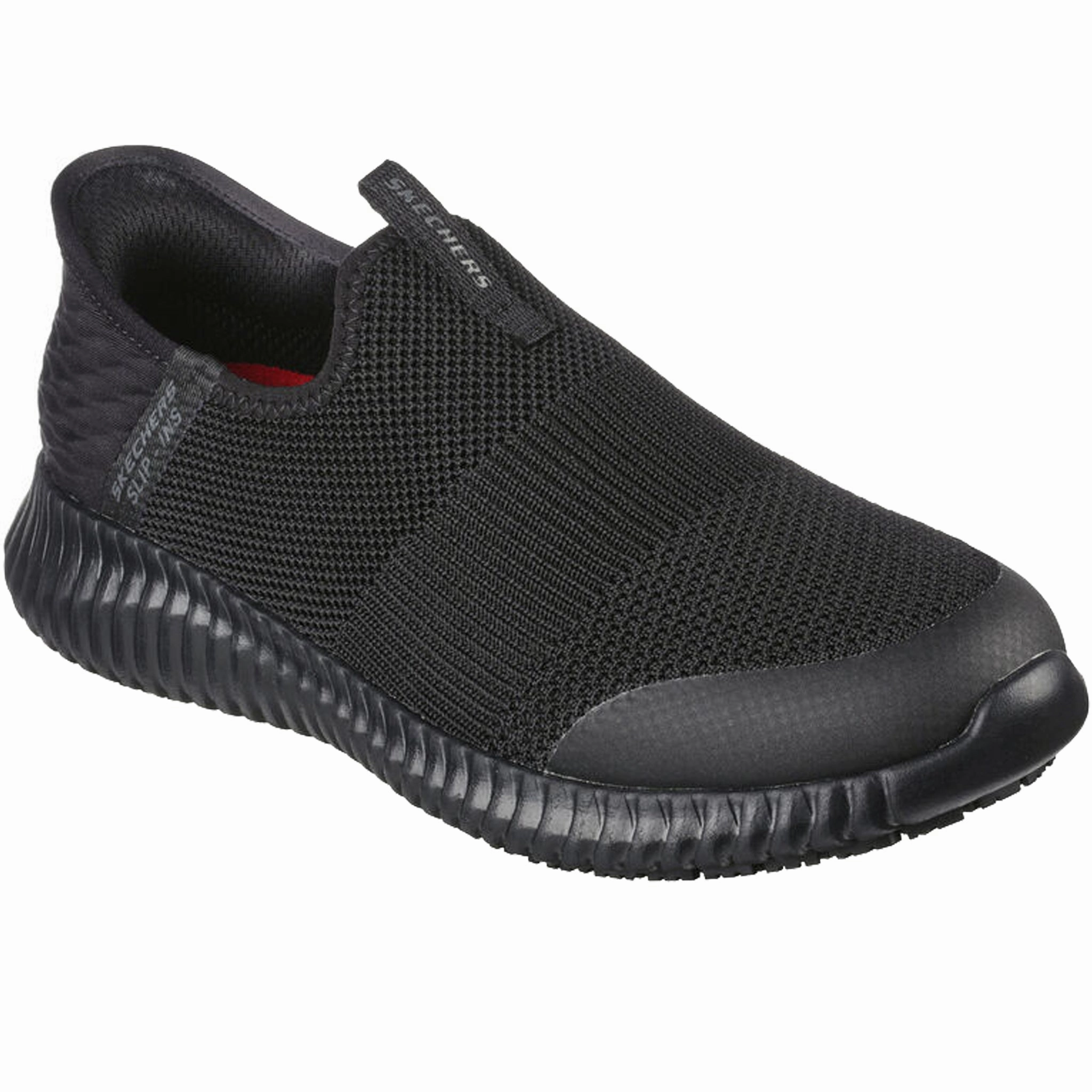 Breathable Grip Stitch Down Construction Skechers Women's 108127 Cessnock Gwynedd Slip-ins Black Work Shoes