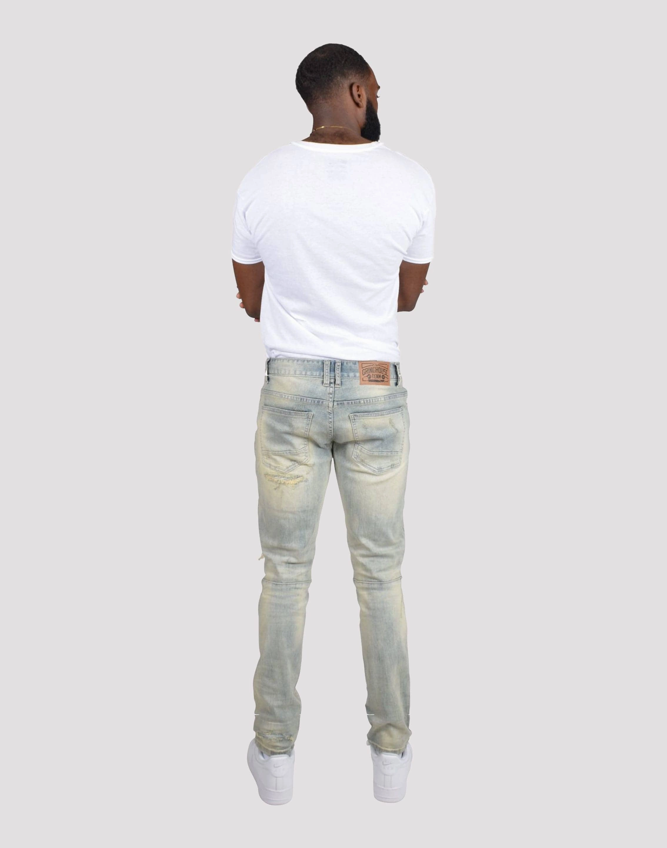 Sturdy Heel Counter Compression Molding Grindhouse Vintage Wash Denim Jeans