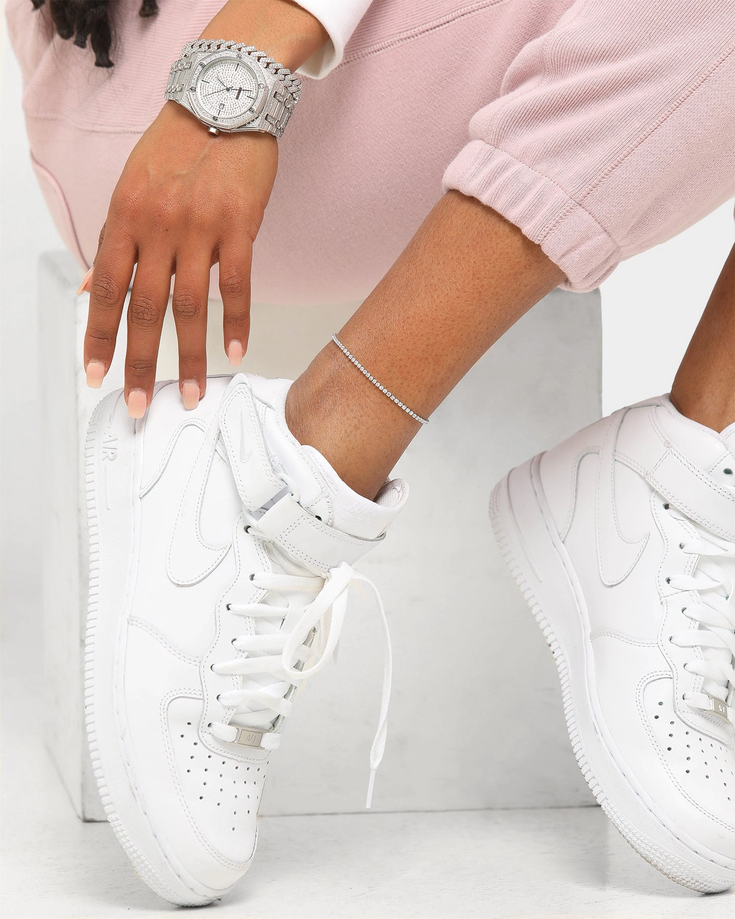 Raising Hell Women's 9" Micro Tennis Anklet White Gold most fashionable