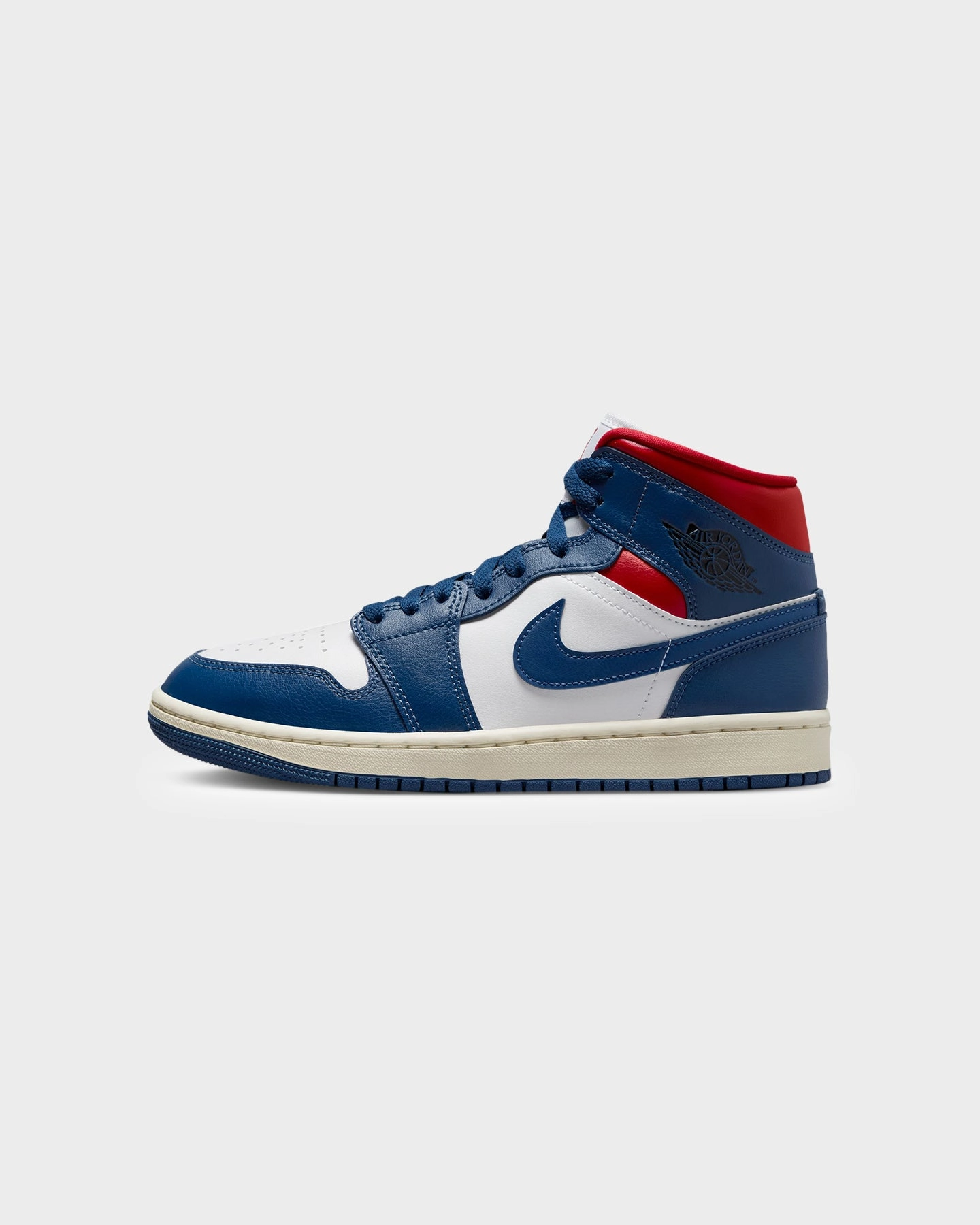 Bold flair Jordan Women's Air Jordan 1 Mid "Blue/Red" White/French Blue