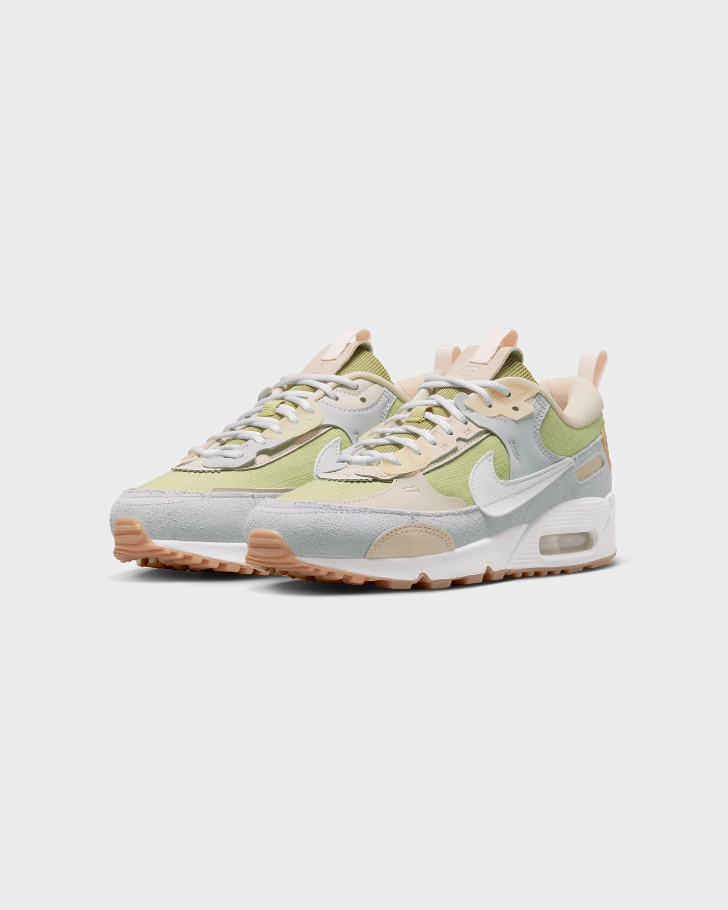 Nike Women's Nike Air Max 90 Futura Buff Gold/Light Silver/Sand Drift/Summit White largest Flexible Sole Technology