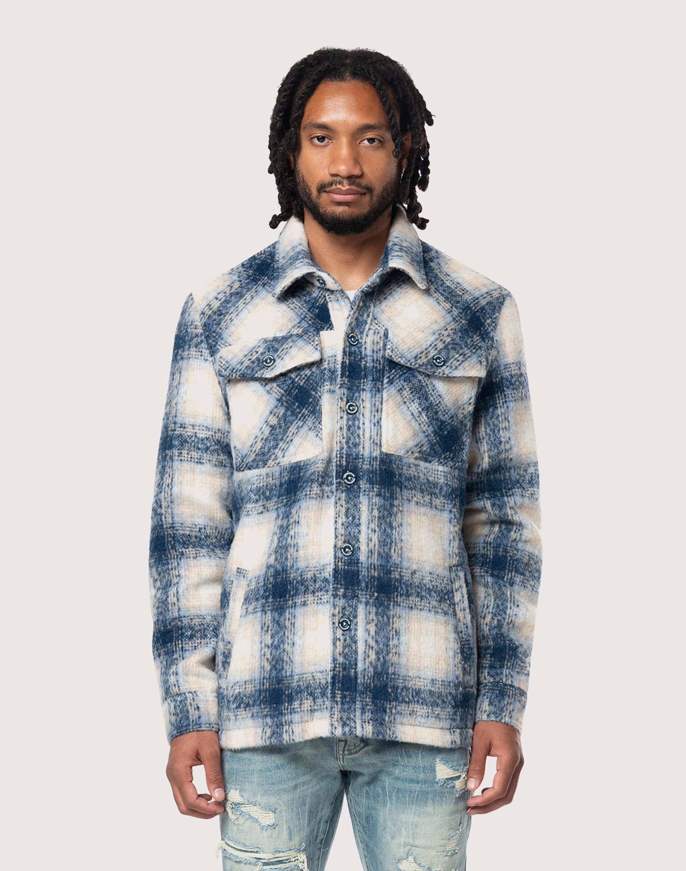 Grindhouse Plaid Oceana Overshirt Flexible Tread Pattern Perimeter Cushioning Edge