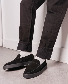 Open-toe Saint Morta Hemisphere Suede Slip On Loafer Black/Black