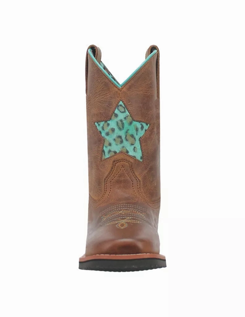 YOUTH Dan Post Western Boots Girls Starr Inlay Square Toe Brown DPC3828 Functional Form